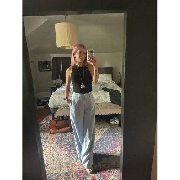 Rosetta Getty Light Blue Wide Leg Pants Size 4 | Designer Women’s Trousers - Picture 8 of 16